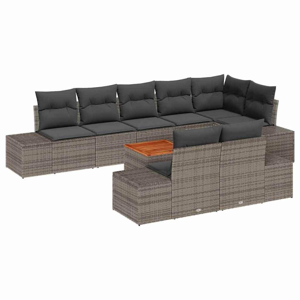 Conjunto de Sofá de Jardim 9 pcs Cinzeto Rattan Sintético