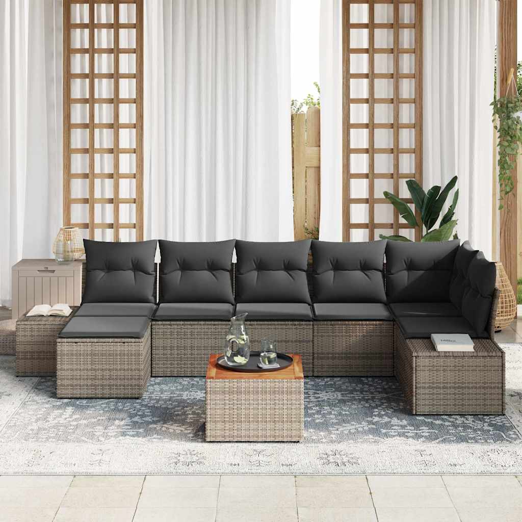 Conjunto de Sofá de Jardim 8 pcs Cinzeto Rattan Sintético