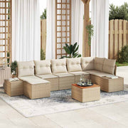 Conjunto de Sofá de Jardim 8 pcs Bege Rattan Sintético