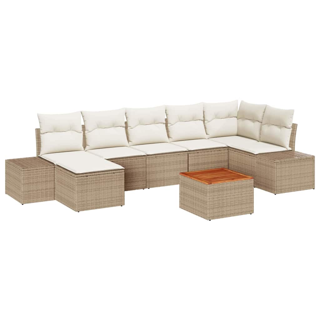 Conjunto de Sofá de Jardim 8 pcs Bege Rattan Sintético