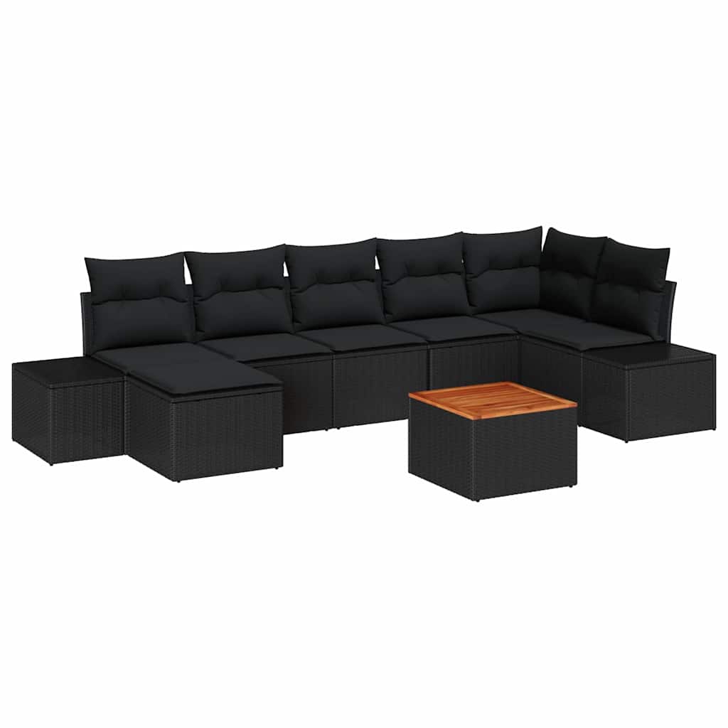Conjunto de Sofá de Jardim 8 pcs Preto Rattan Sintético