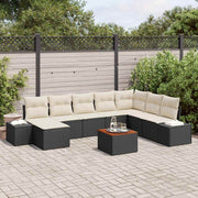 Conjunto de Sofá de Jardim 9 pcs Preto Rattan Sintético