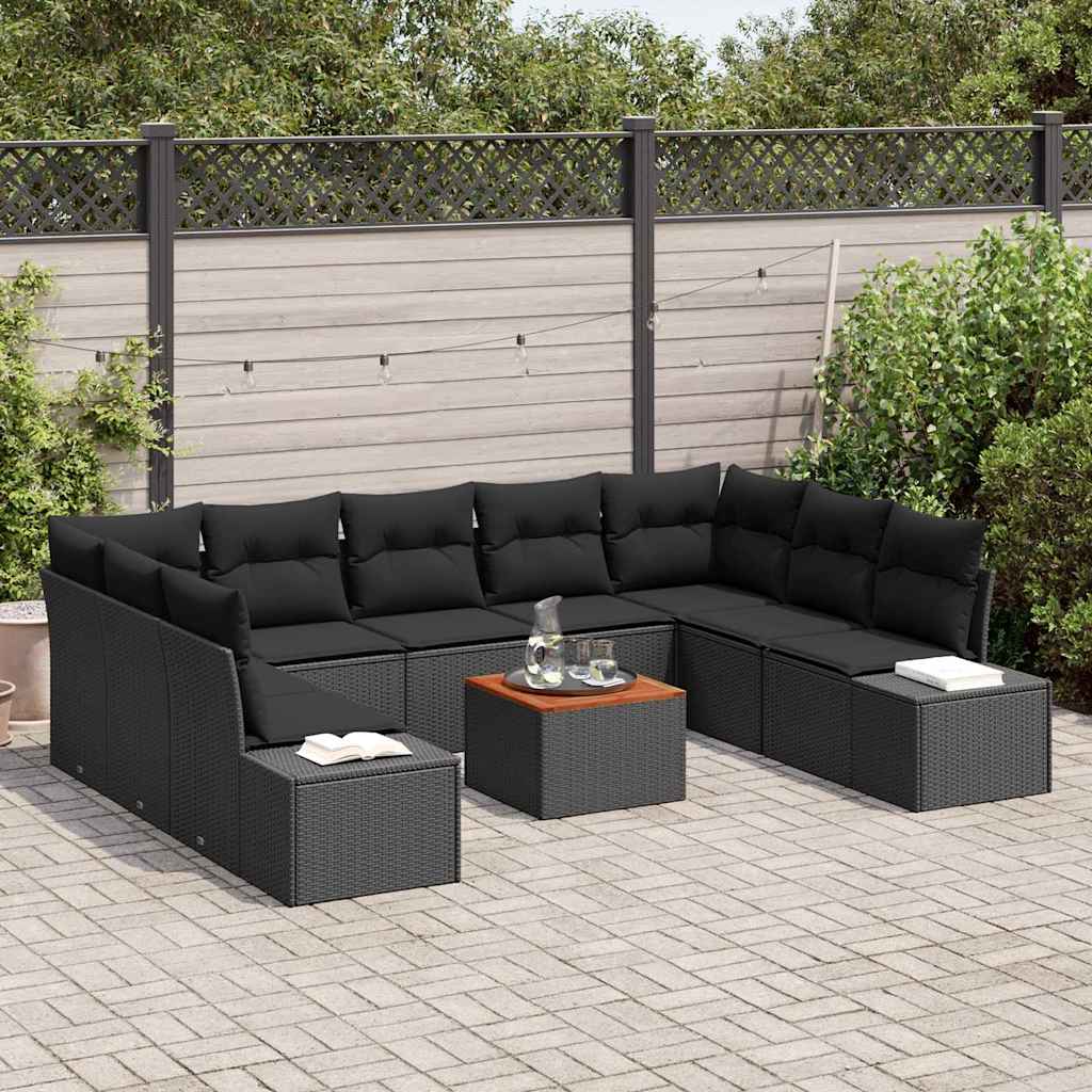 Conjunto de Sofá de Jardim 10 pcs Preto Rattan Sintético