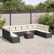 Conjunto de Sofá de Jardim 11 pcs Preto Rattan Sintético
