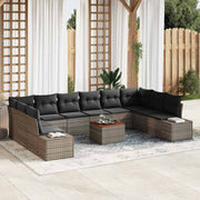 Conjunto de Sofá de Jardim 11 pcs Cinzeto Rattan Sintético