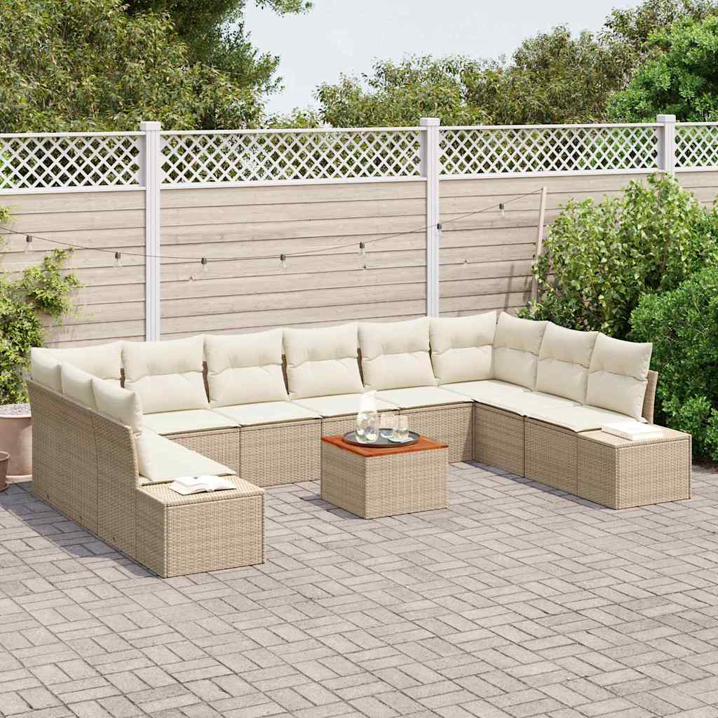 Conjunto de Sofá de Jardim 11 pcs Bege Rattan Sintético