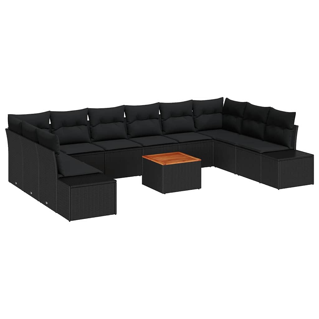 Conjunto de Sofá de Jardim 11 pcs Preto Rattan Sintético