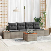 Conjunto de Sofá de Jardim 5 pcs Cinzeto Rattan Sintético