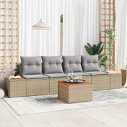 Conjunto de Sofá de Jardim 5 pcs Bege Rattan Sintético