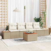 Conjunto de Sofá de Jardim 5 pcs Bege Rattan Sintético