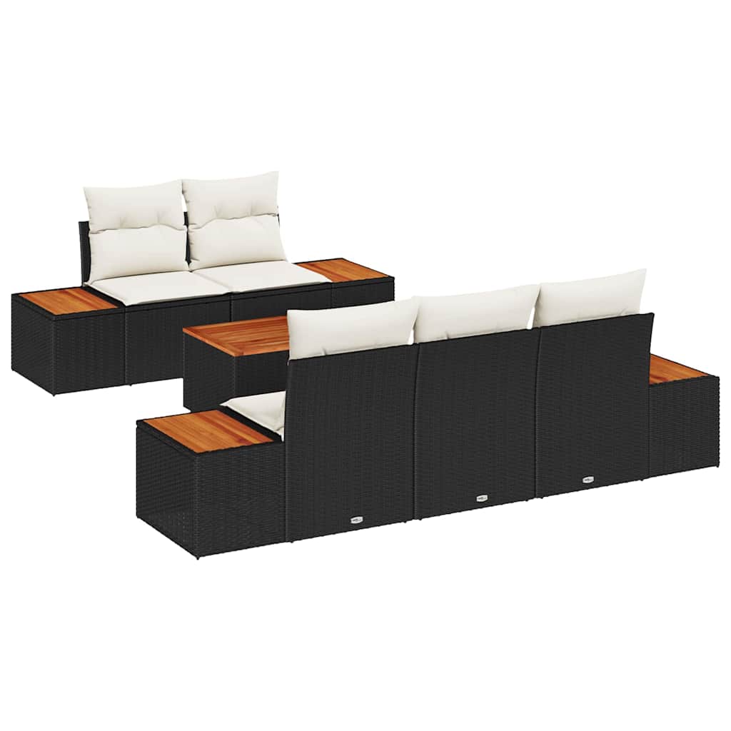 Conjunto de Sofá de Jardim 6 pcs Preto Rattan Sintético
