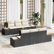 Conjunto de Sofá de Jardim 7 pcs Preto Rattan Sintético