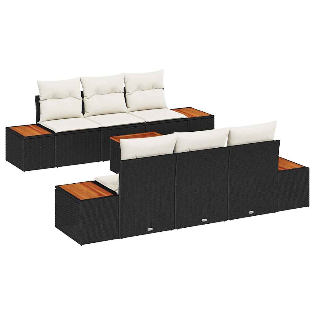 Conjunto de Sofá de Jardim 7 pcs Preto Rattan Sintético