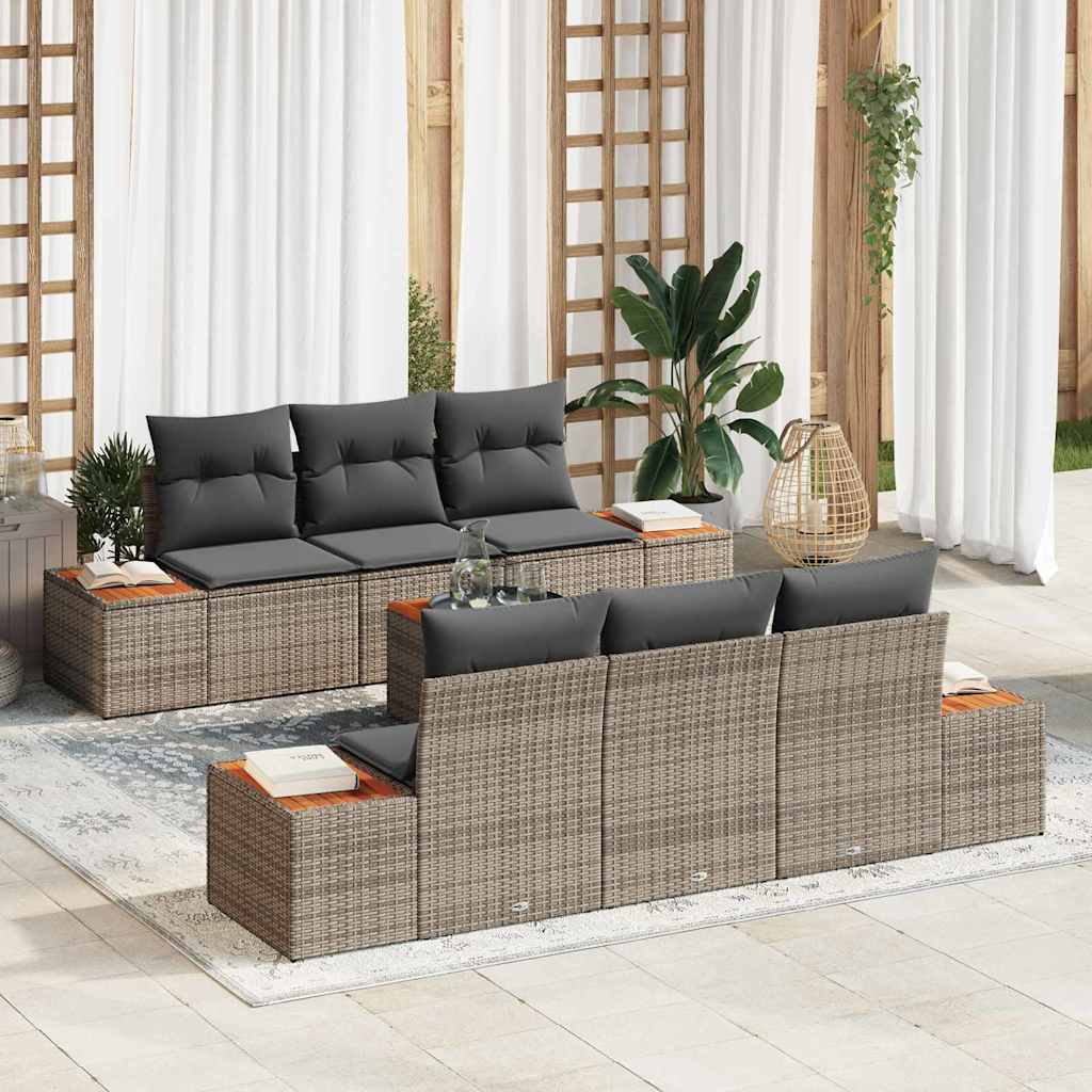 Conjunto de Sofá de Jardim 7 pcs Cinzeto Rattan Sintético