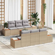 Conjunto de Sofá de Jardim 7 pcs Bege Rattan Sintético