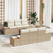 Conjunto de Sofá de Jardim 7 pcs Bege Rattan Sintético