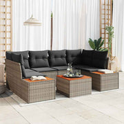 Conjunto de Sofá de Jardim 7 pcs Cinzeto Rattan Sintético