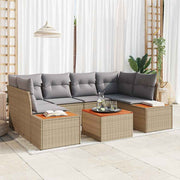 Conjunto de Sofá de Jardim 7 pcs Bege Rattan Sintético