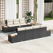 Conjunto de Sofá de Jardim 8 pcs Preto Rattan Sintético