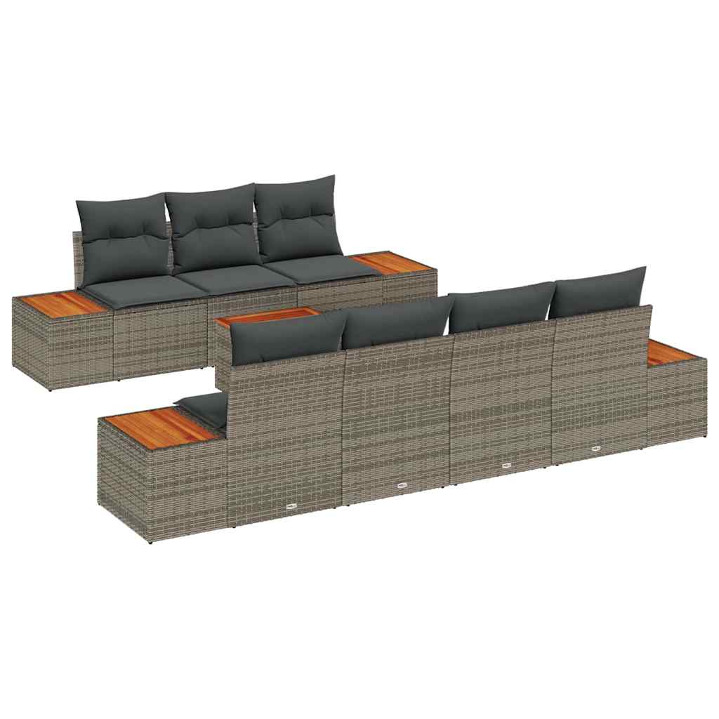 Conjunto de Sofá de Jardim 8 pcs Cinzeto Rattan Sintético