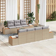 Conjunto de Sofá de Jardim 8 pcs Bege Rattan Sintético