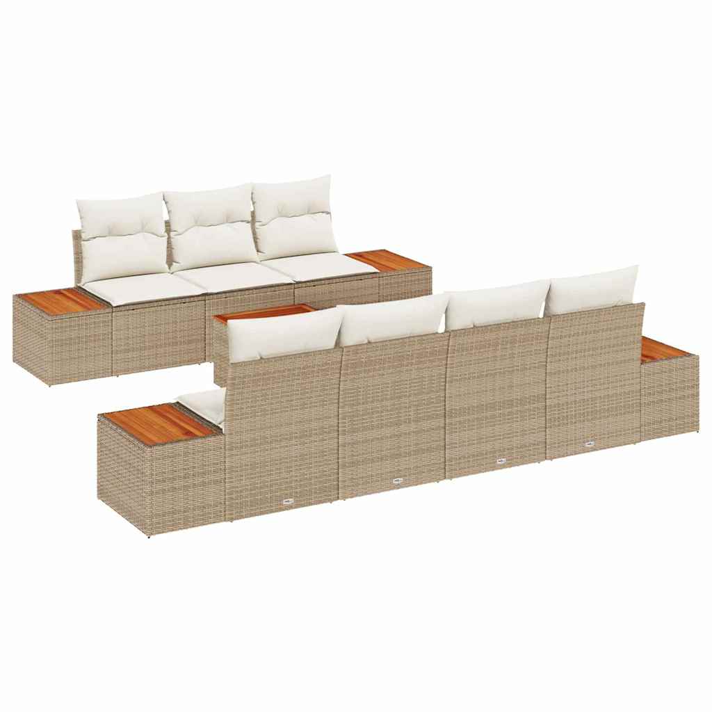 Conjunto de Sofá de Jardim 8 pcs Bege Rattan Sintético