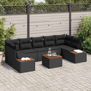 Conjunto de Sofá de Jardim 8 pcs Preto Rattan Sintético