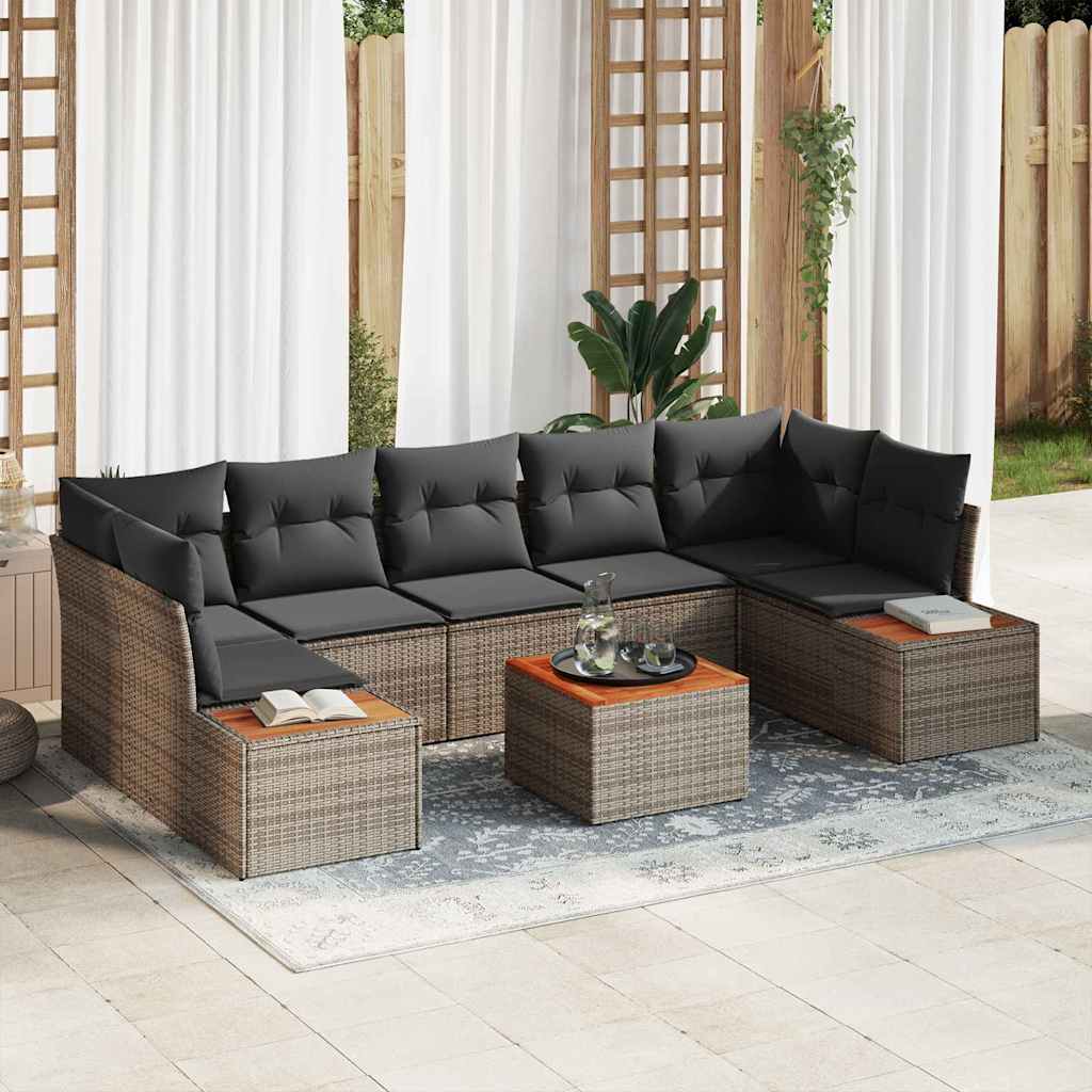 Conjunto de Sofá de Jardim 8 pcs Cinzeto Rattan Sintético