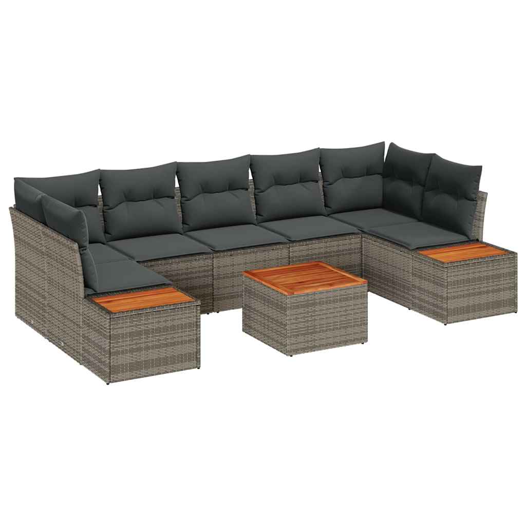 Conjunto de Sofá de Jardim 8 pcs Cinzeto Rattan Sintético
