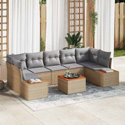 Conjunto de Sofá de Jardim 8 pcs Bege Rattan Sintético
