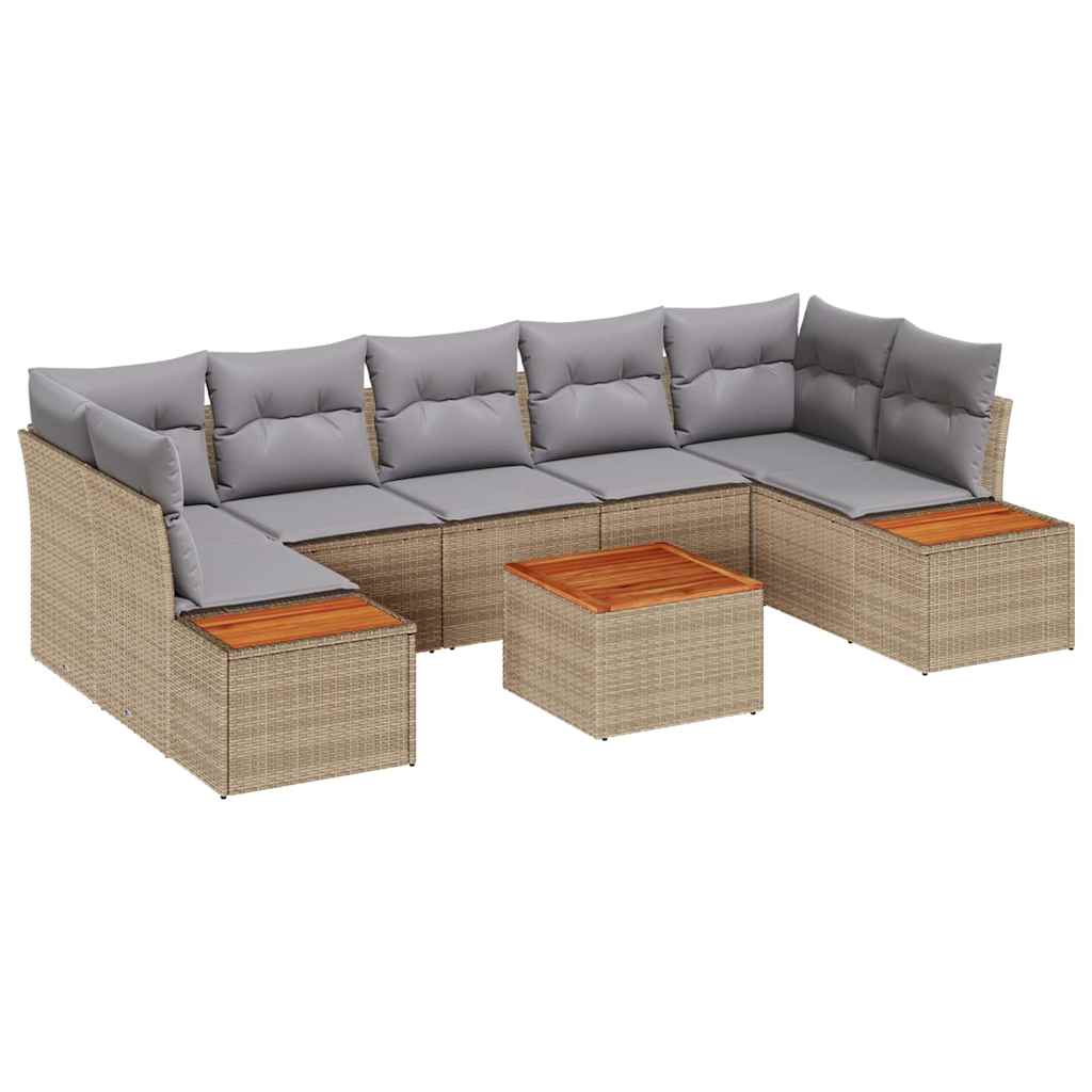 Conjunto de Sofá de Jardim 8 pcs Bege Rattan Sintético