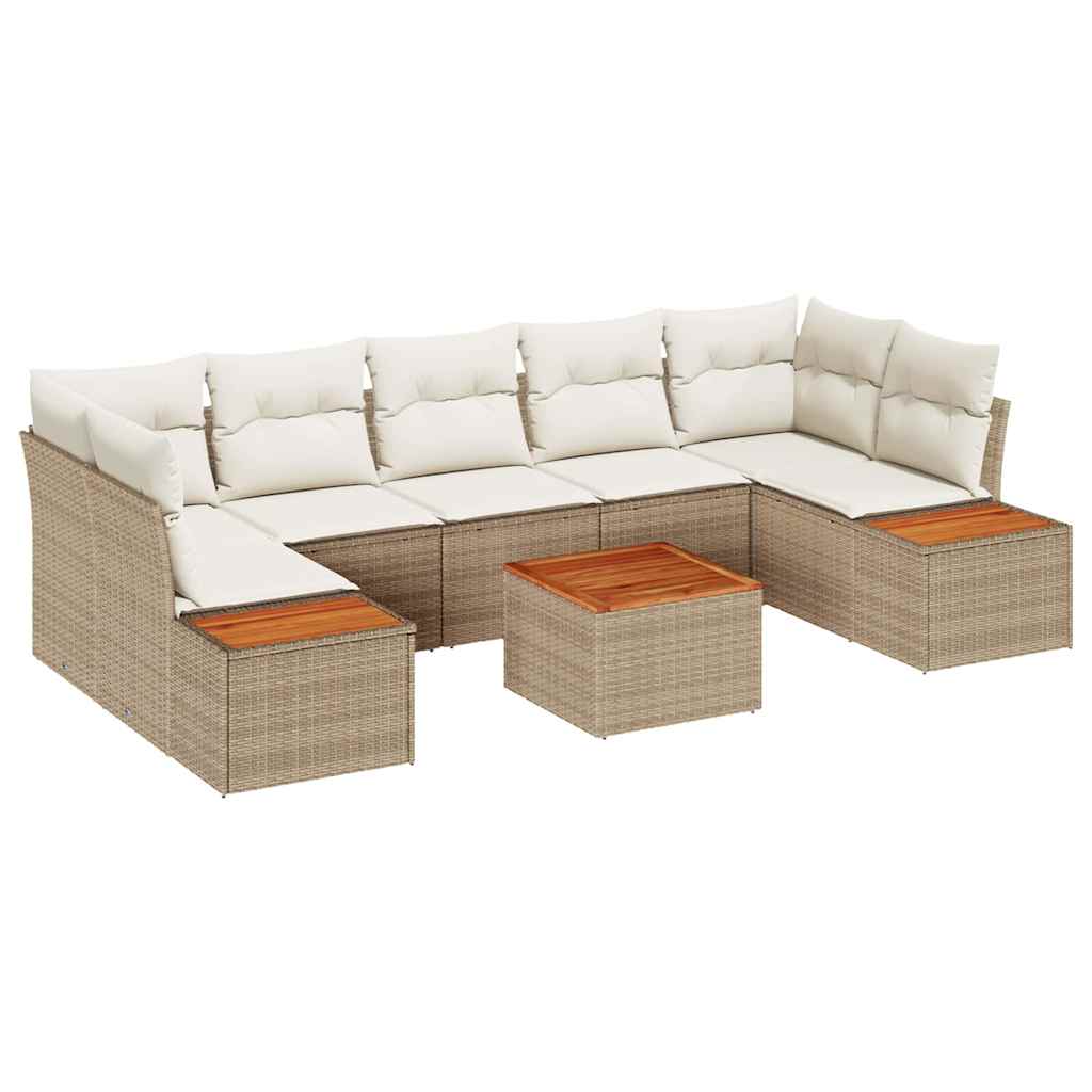 Conjunto de Sofá de Jardim 8 pcs Bege Rattan Sintético