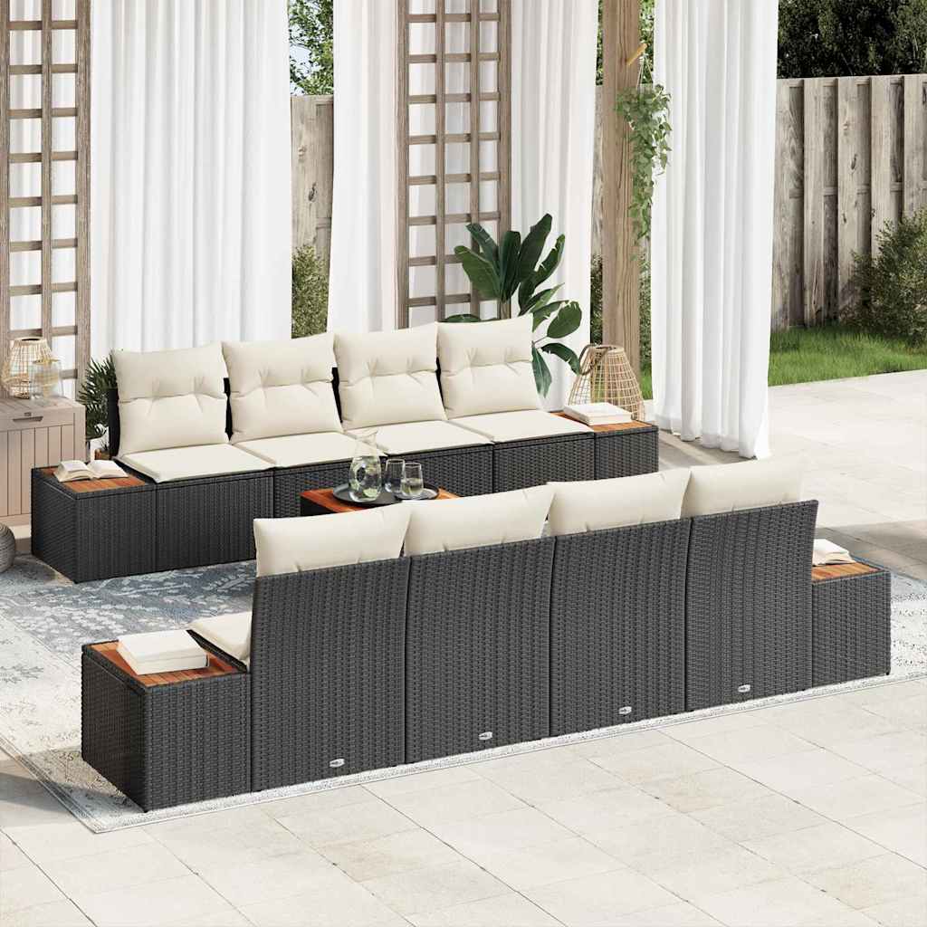 Conjunto de Sofá de Jardim 9 pcs Preto Rattan Sintético