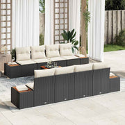 Conjunto de Sofá de Jardim 9 pcs Preto Rattan Sintético