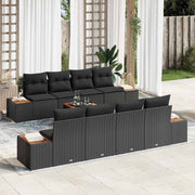 Conjunto de Sofá de Jardim 9 pcs Preto Rattan Sintético