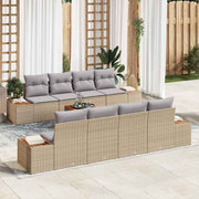 Conjunto de Sofá de Jardim 9 pcs Bege Rattan Sintético