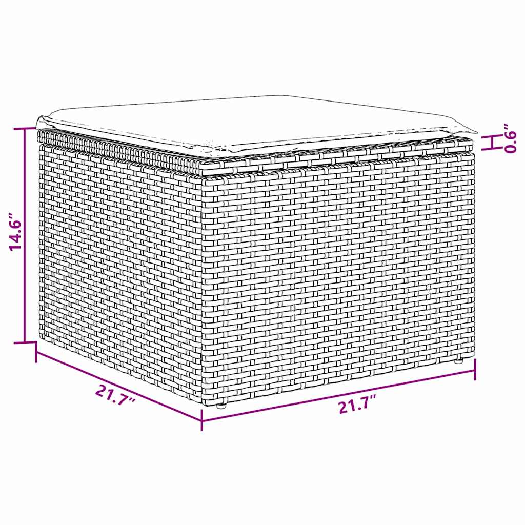 Conjunto de Sofá de Jardim com almofada 5 pcs Preto vime PE