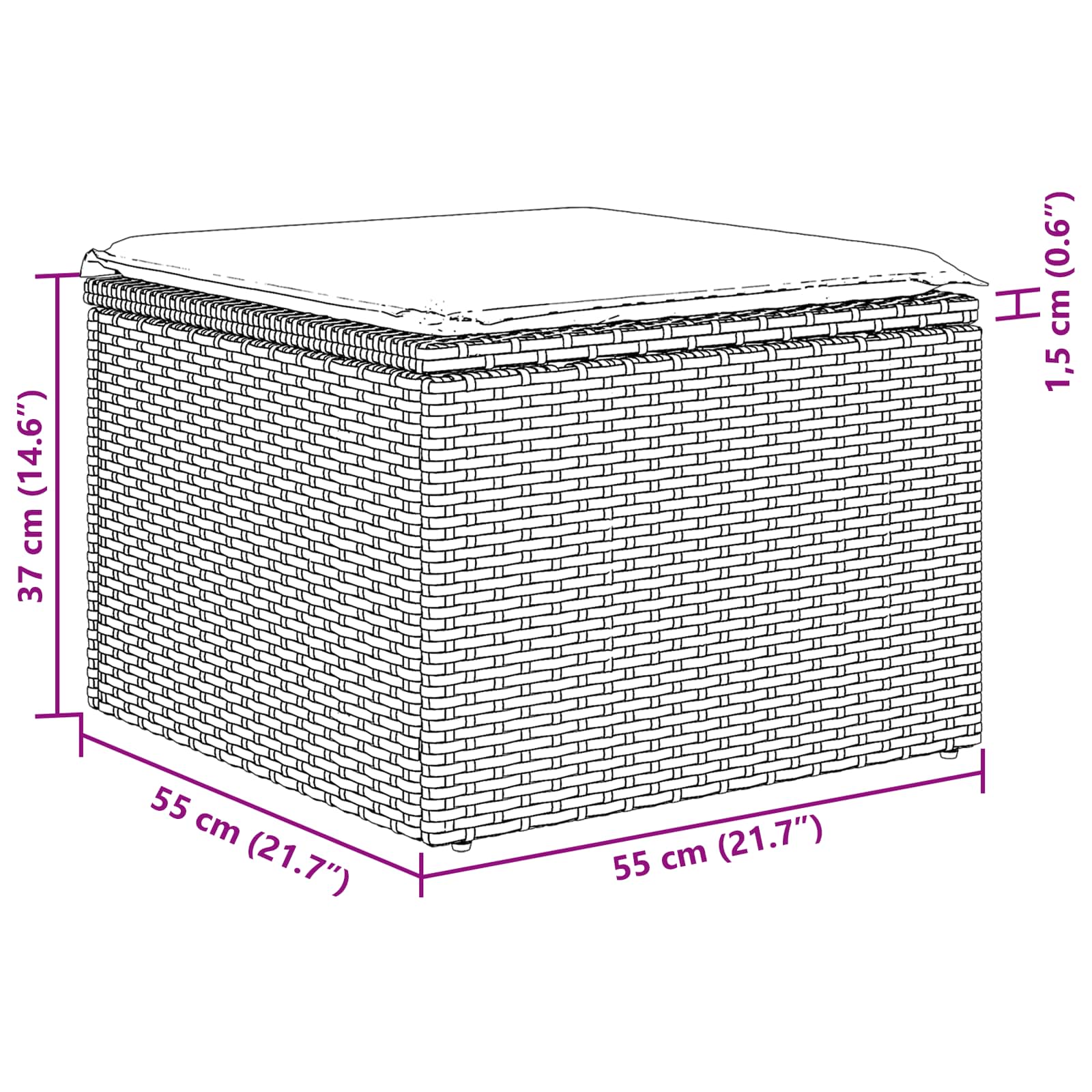 Conjunto de Sofá de Jardim com almofada 5 pcs Preto vime PE