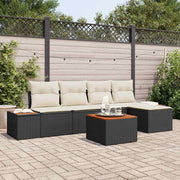 Conjunto de Sofá de Jardim 6 pcs Preto Rattan Sintético