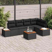 Conjunto de Sofá de Jardim com almofada 6 pcs Preto vime PE