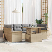 Conjunto de Sofá de Jardim 7 pcs Bege Rattan Sintético