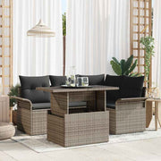 Conjunto de Sofá de Jardim 5 pcs Cinzeto Rattan Sintético