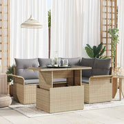 Conjunto de Sofá de Jardim 5 pcs Bege Rattan Sintético