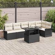 Conjunto de Sofá de Jardim 7 pcs Preto Rattan Sintético