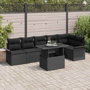 Conjunto de Sofá de Jardim 7 pcs Preto Rattan Sintético