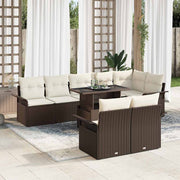 Conjunto de Sofá de Jardim 9 pcs Castanho Rattan Sintético
