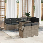Conjunto de Sofá de Jardim 9 pcs Cinzeto Rattan Sintético