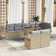 Conjunto de Sofá de Jardim 9 pcs Bege Rattan Sintético