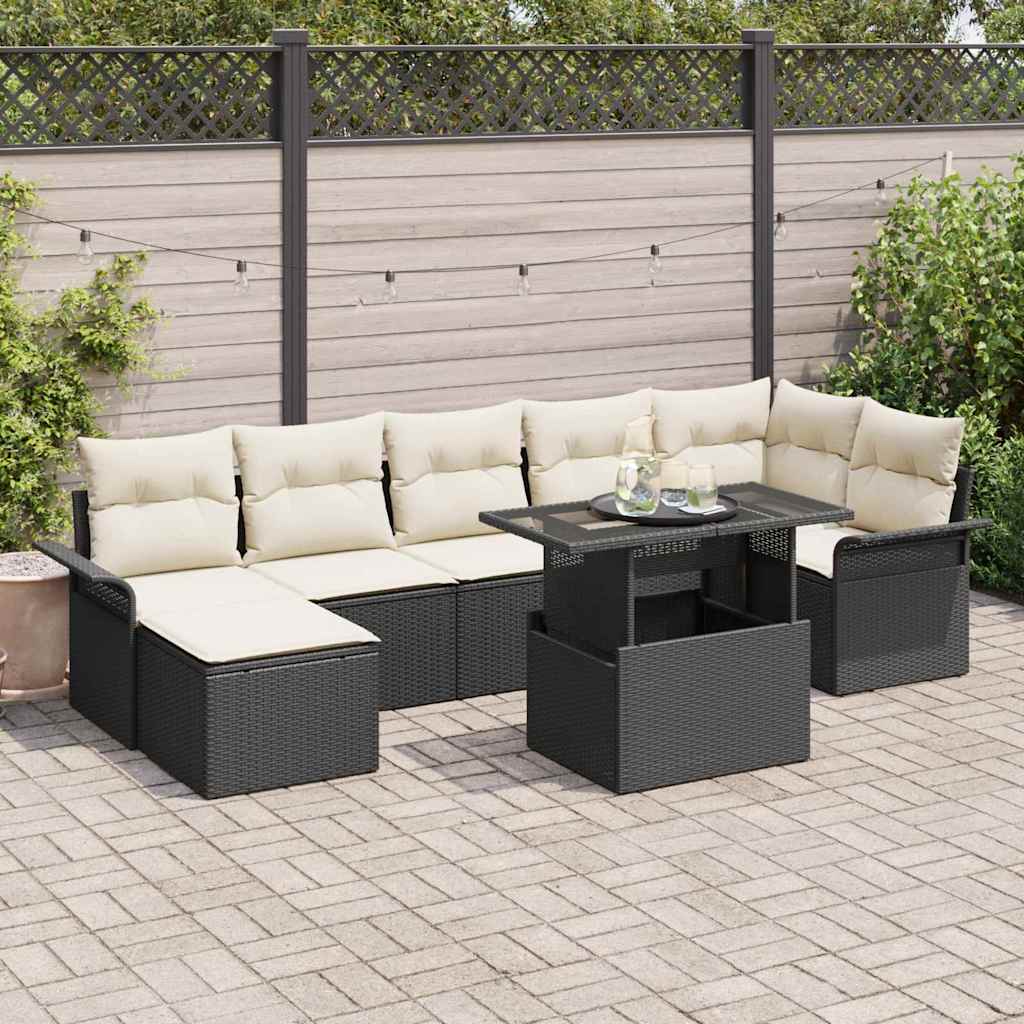Conjunto de Sofá de Jardim 8 pcs Preto Rattan Sintético