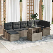 Conjunto de Sofá de Jardim 8 pcs Cinzeto Rattan Sintético